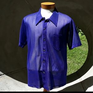 90s RAVE Medium Rare iridescent purple see-through shirts L